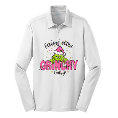 Feeling Extra Grinchy Today Christmas Holiday Silk Touch Performance Long Sleeve Polo