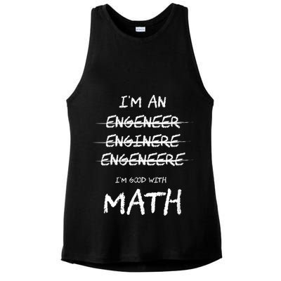 Funny Engineer Good With Math Bad At Spelling Engineering Ladies PosiCharge Tri-Blend Wicking Tank