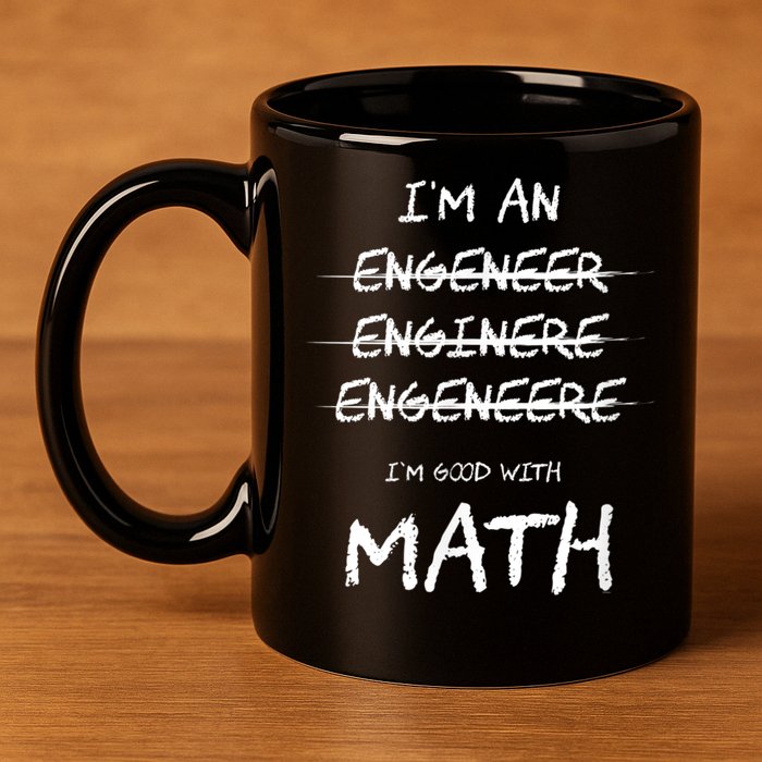 Funny Engineer Good With Math Bad At Spelling Engineering 11oz C Handle Ceramic Mug