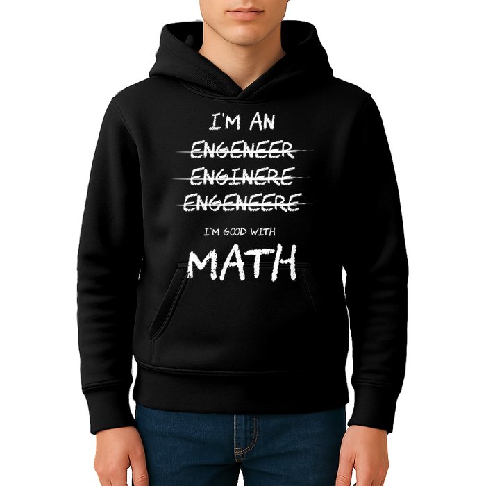 Funny Engineer Good With Math Bad At Spelling Engineering Kids Hoodie