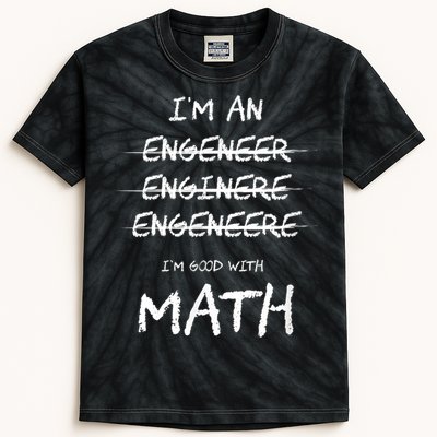 Funny Engineer Good With Math Bad At Spelling Engineering Kids Tie-Dye T-Shirt