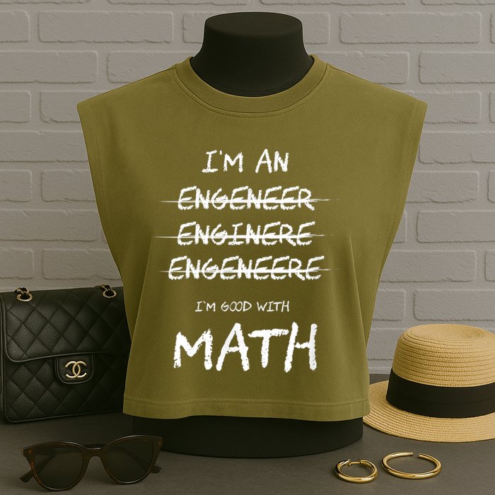 Funny Engineer Good With Math Bad At Spelling Engineering Garment-Dyed Women's Muscle Tee