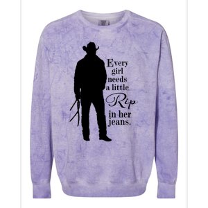 Funny Every Girl Needs A Little Rip In Her Jeans Meme Every Girl Needs A Little Colorblast Crewneck Sweatshirt