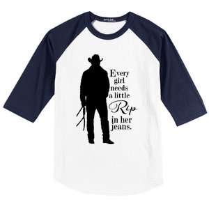 Funny Every Girl Needs A Little Rip In Her Jeans Meme Every Girl Needs A Little Baseball Sleeve Shirt