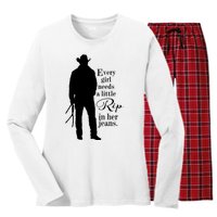 Funny Every Girl Needs A Little Rip In Her Jeans Meme Every Girl Needs A Little Women's Long Sleeve Flannel Pajama Set 