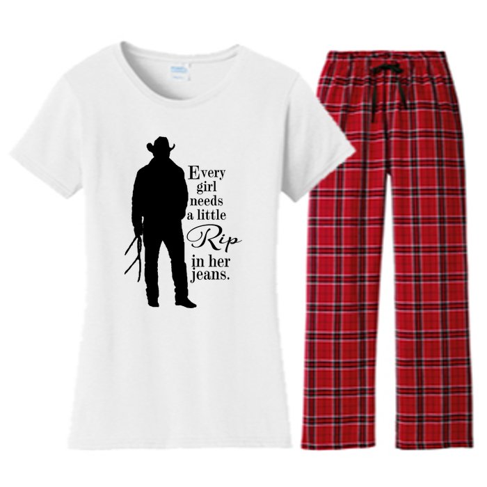 Funny Every Girl Needs A Little Rip In Her Jeans Meme Every Girl Needs A Little Women's Flannel Pajama Set