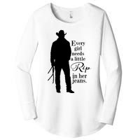 Funny Every Girl Needs A Little Rip In Her Jeans Meme Every Girl Needs A Little Women's Perfect Tri Tunic Long Sleeve Shirt