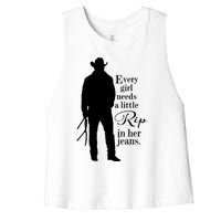 Funny Every Girl Needs A Little Rip In Her Jeans Meme Every Girl Needs A Little Women's Racerback Cropped Tank