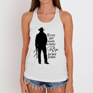 Funny Every Girl Needs A Little Rip In Her Jeans Meme Every Girl Needs A Little Women's Knotted Racerback Tank