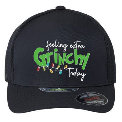 Feeling Extra Grinchy Today Christmas Xmas Lights Pullover Flexfit Unipanel Trucker Cap
