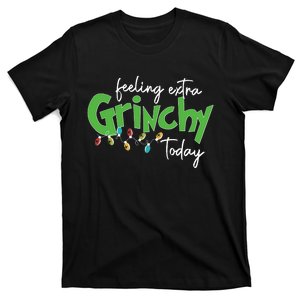 Feeling Extra Grinchy Today Christmas Xmas Lights Pullover T-Shirt