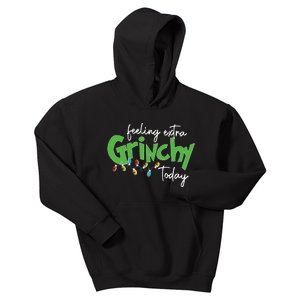 Feeling Extra Grinchy Today Christmas Xmas Lights Pullover Kids Hoodie