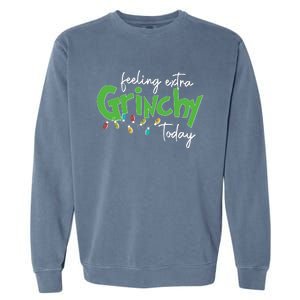 Feeling Extra Grinchy Today Christmas Xmas Lights Pullover Garment-Dyed Sweatshirt