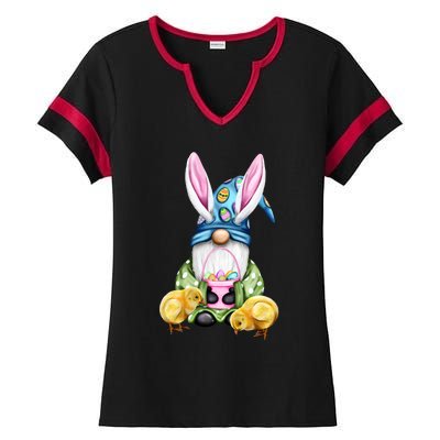 Funny Easter Gnome Ladies Halftime Notch Neck Tee