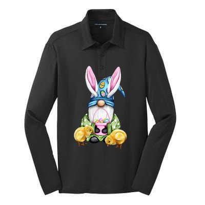 Funny Easter Gnome Silk Touch Performance Long Sleeve Polo