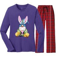 Funny Easter Gnome Women's Long Sleeve Flannel Pajama Set 