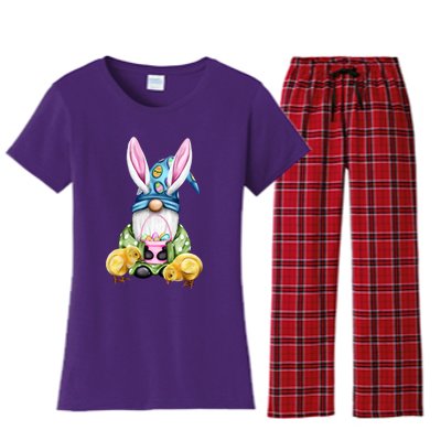 Funny Easter Gnome Women's Flannel Pajama Set