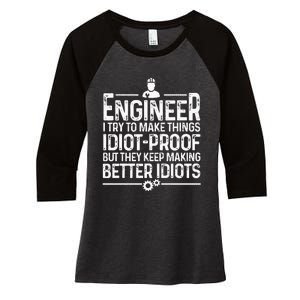 Funny Engineer Gift For Men Women Cool Engineering Mechanic Women's Tri-Blend 3/4-Sleeve Raglan Shirt