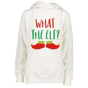 Funny Elf Gift What The Elf Christmas Pun Elf Ugly Xmas Cute Gift Womens Funnel Neck Pullover Hood