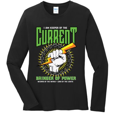 Funny Electrician Gift Electrical Engineer Lineman Ladies Long Sleeve Shirt