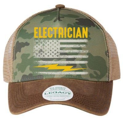 Funny Electrician Gift For Electricians American Flag Gift Legacy Tie Dye Trucker Hat