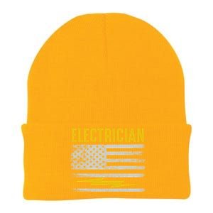 Funny Electrician Gift For Electricians American Flag Gift Knit Cap Winter Beanie