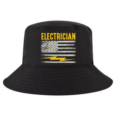 Funny Electrician Gift For Electricians American Flag Gift Cool Comfort Performance Bucket Hat