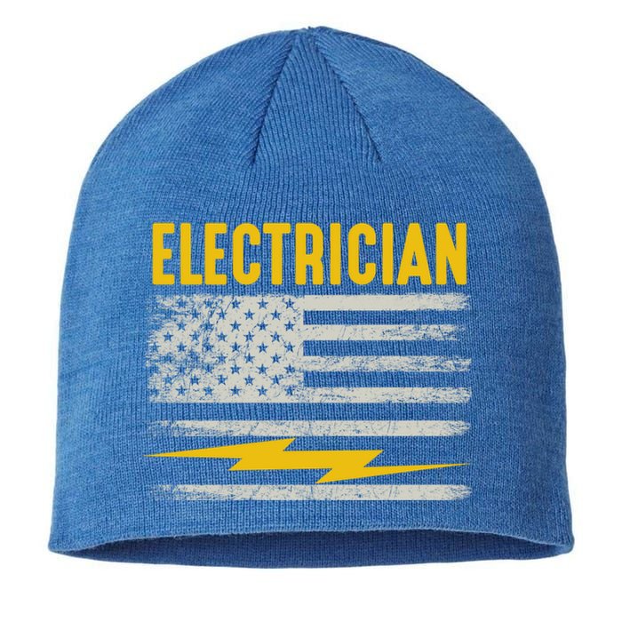 Funny Electrician Gift For Electricians American Flag Gift Sustainable Beanie