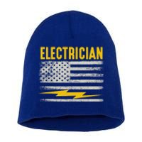 Funny Electrician Gift For Electricians American Flag Gift Short Acrylic Beanie