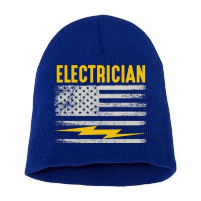 Funny Electrician Gift For Electricians American Flag Gift Short Acrylic Beanie