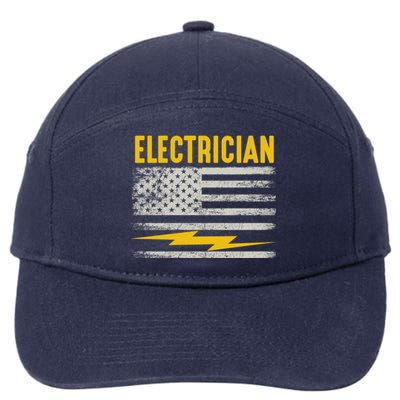 Funny Electrician Gift For Electricians American Flag Gift 7-Panel Snapback Hat