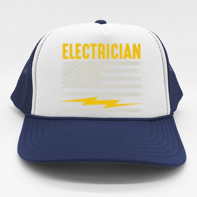 Funny Electrician Gift For Electricians American Flag Gift Trucker Hat