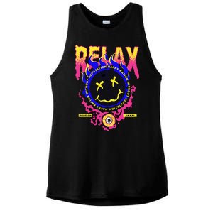 Flaming Emoji Globe Eyeball Smoke Ladies PosiCharge Tri-Blend Wicking Tank