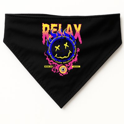 Flaming Emoji Globe Eyeball Smoke USA-Made Doggie Bandana