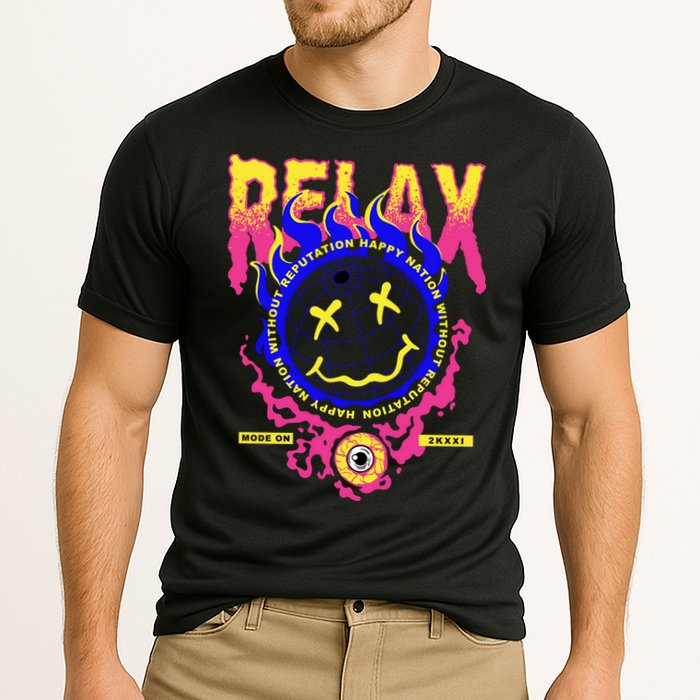 Flaming Emoji Globe Eyeball Smoke Cooling Performance Crew T-Shirt