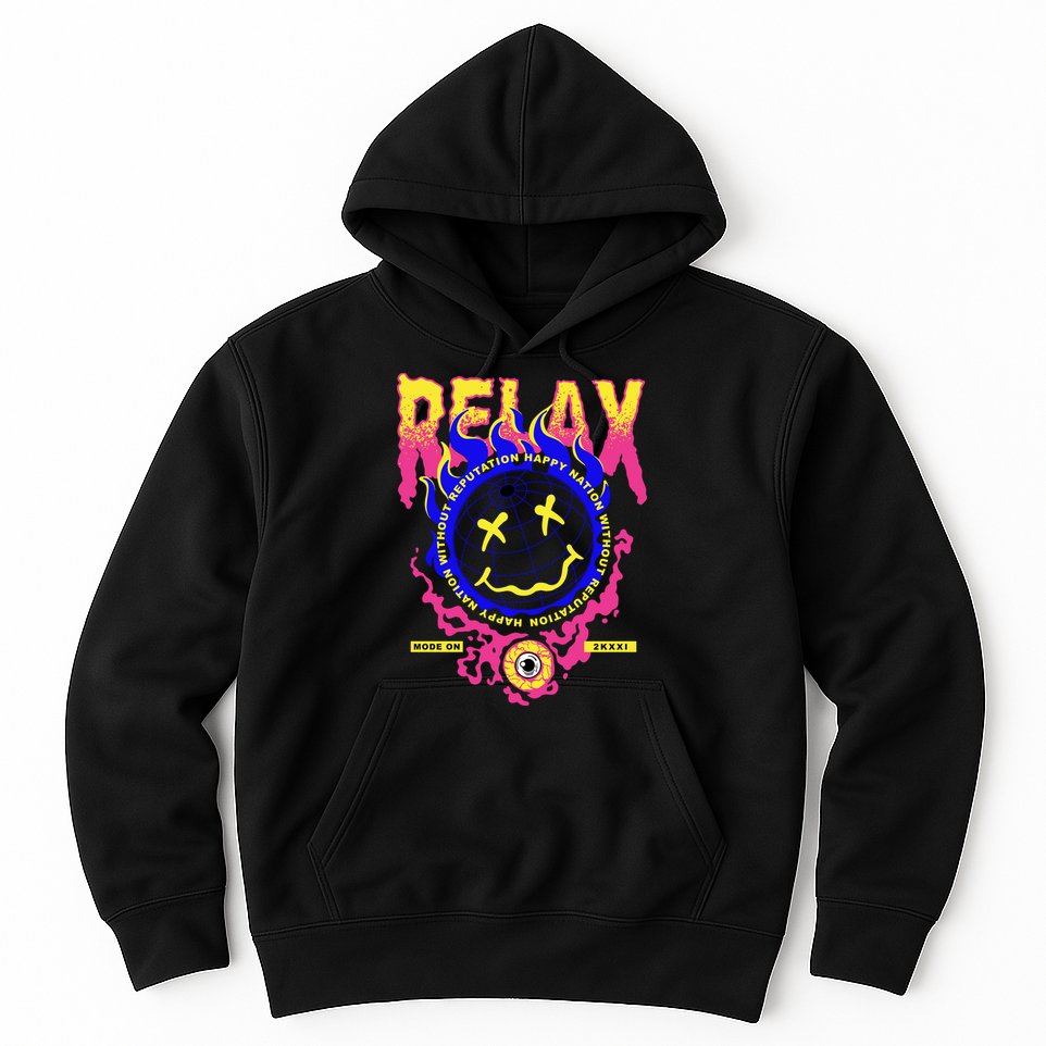 Flaming Emoji Globe Eyeball Smoke Hoodie