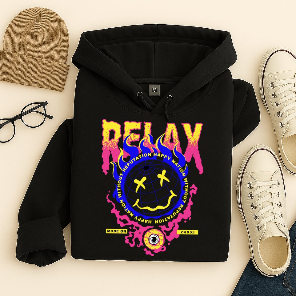 Flaming Emoji Globe Eyeball Smoke Hoodie