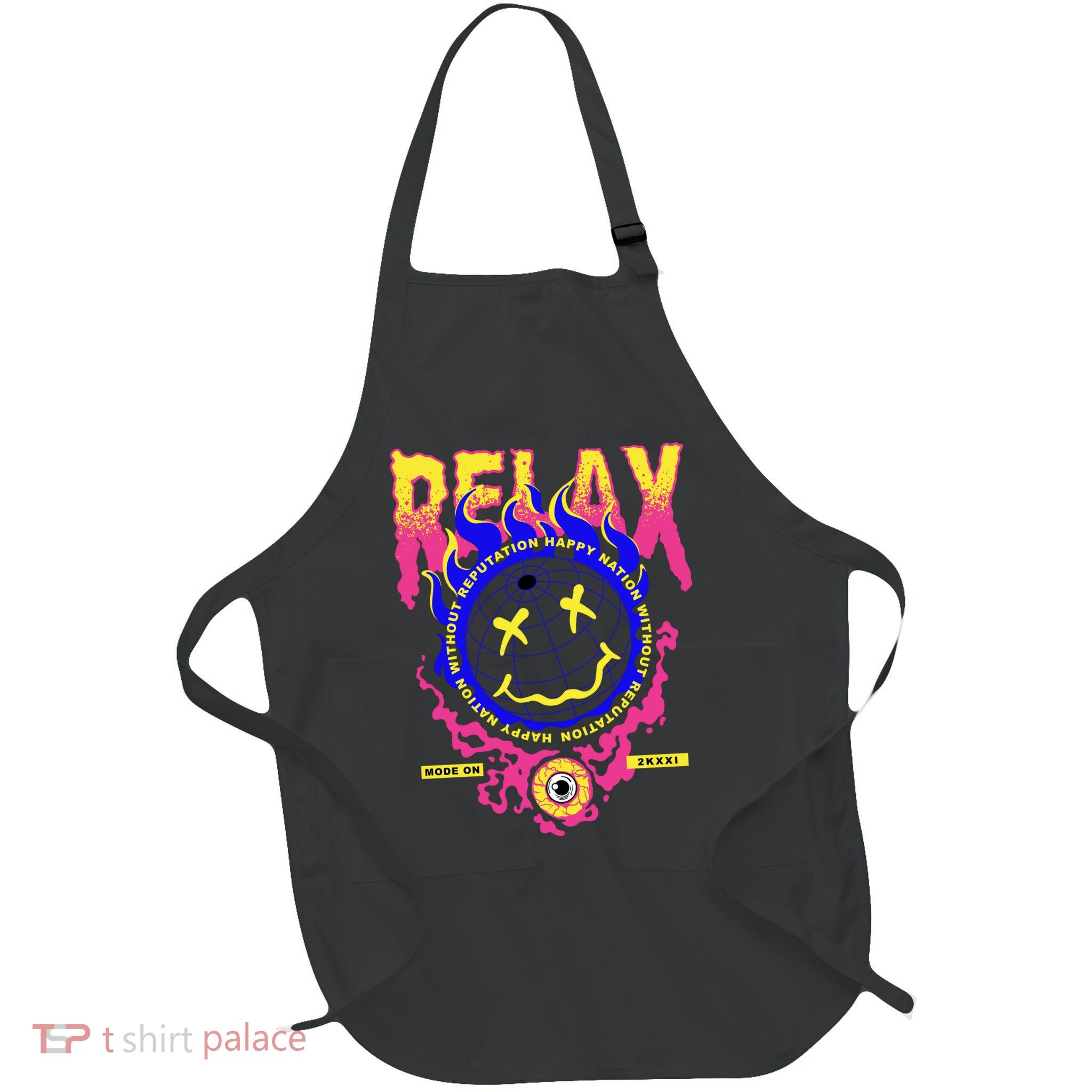 Flaming Emoji Globe Eyeball Smoke Apron