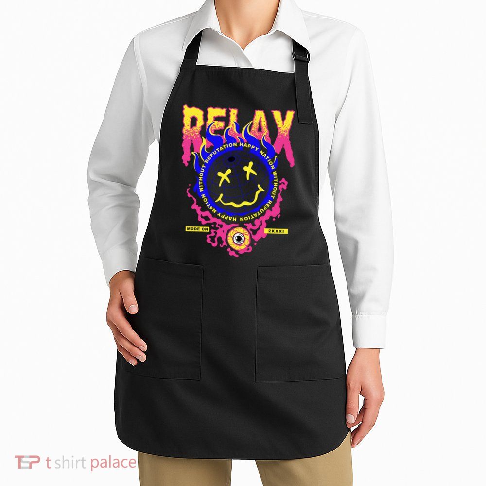 Flaming Emoji Globe Eyeball Smoke Apron