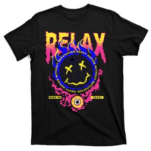 Flaming Emoji Globe Eyeball Smoke T-Shirt