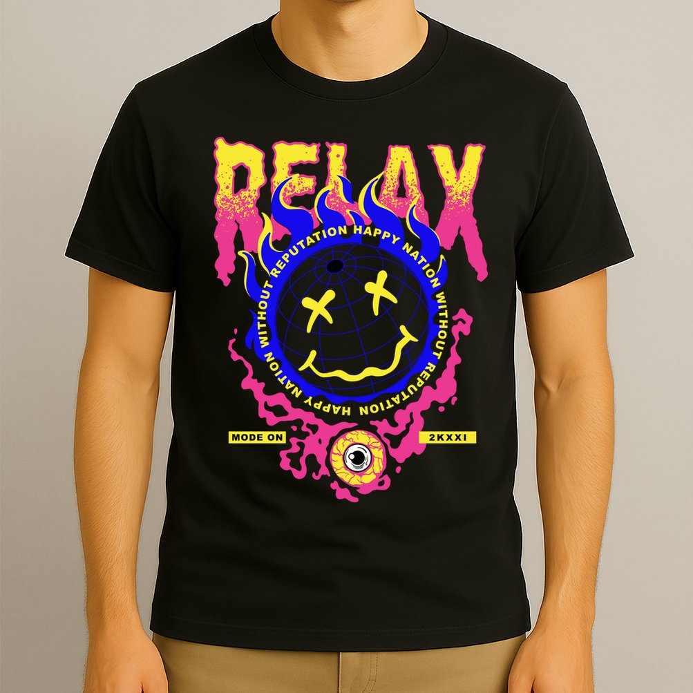 Flaming Emoji Globe Eyeball Smoke T-Shirt