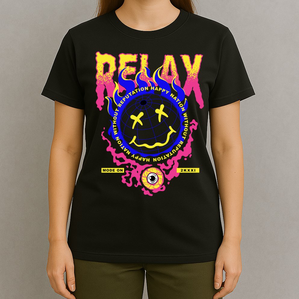 Flaming Emoji Globe Eyeball Smoke T-Shirt