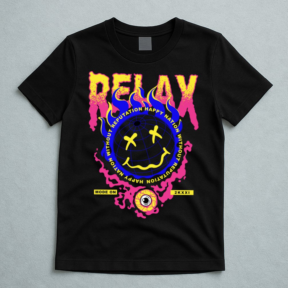 Flaming Emoji Globe Eyeball Smoke T-Shirt