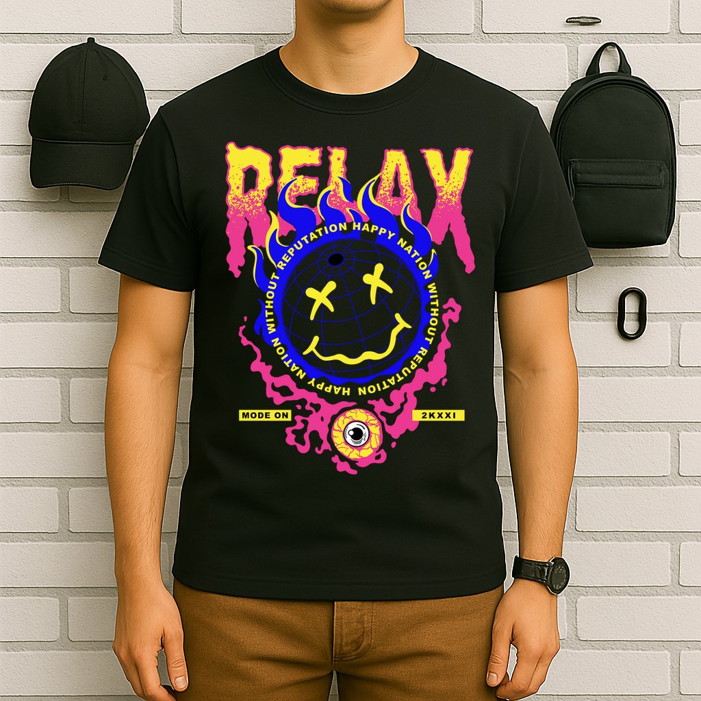 Flaming Emoji Globe Eyeball Smoke T-Shirt