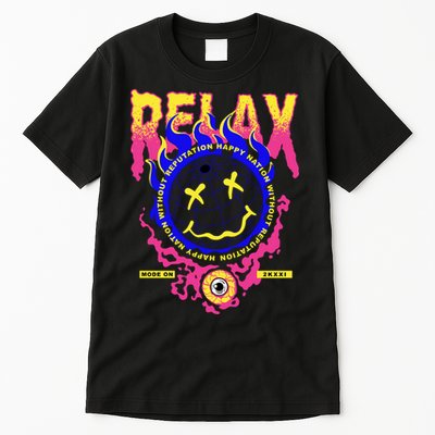 Flaming Emoji Globe Eyeball Smoke Tall T-Shirt