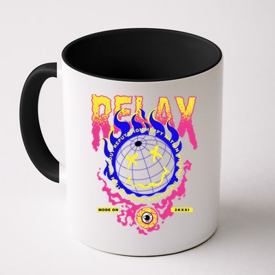 Flaming Emoji Globe Eyeball Smoke Mug