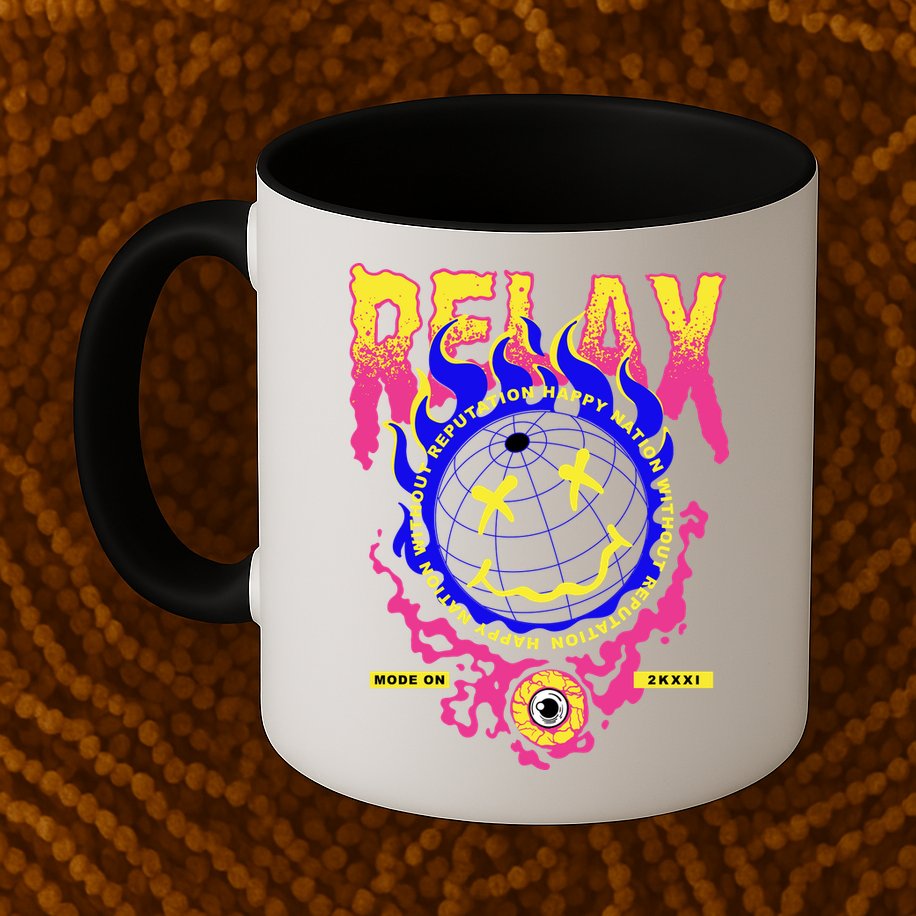 Flaming Emoji Globe Eyeball Smoke Mug