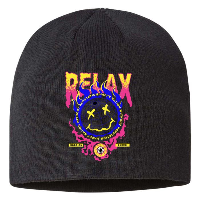 Flaming Emoji Globe Eyeball Smoke Sustainable Beanie