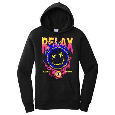 Flaming Emoji Globe Eyeball Smoke Women's Pullover Hoodie