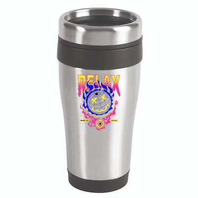 Flaming Emoji Globe Eyeball Smoke 16oz Travel Tumbler
